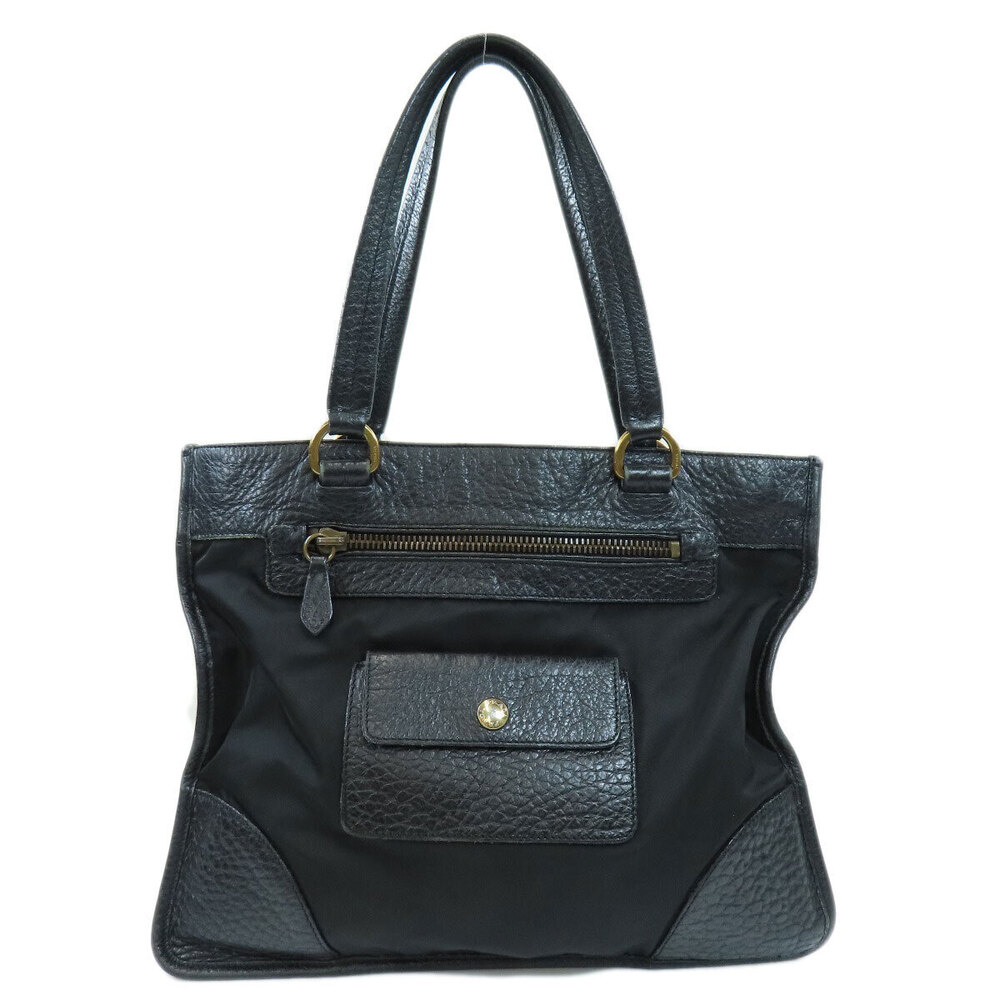 Prada leather Tote black Tessuto body Deerskin textured Cervo Black